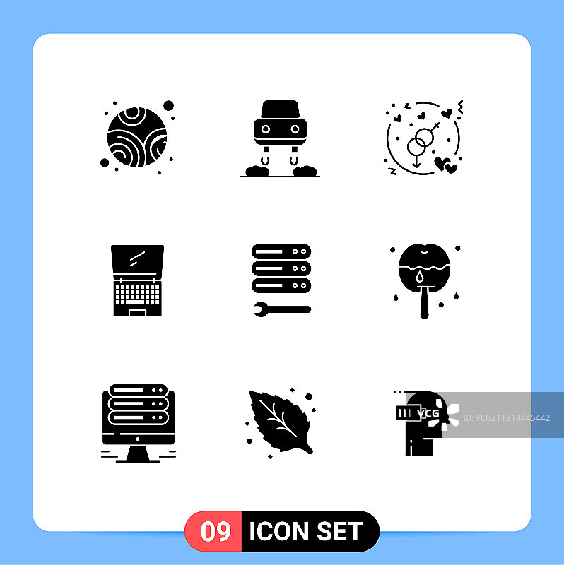 扳手商业实心字形图标合集（9个）图片素材