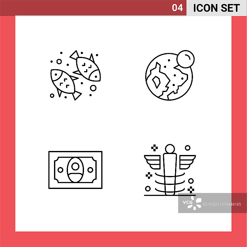 4个现代UI图标饮食符号标志图片素材