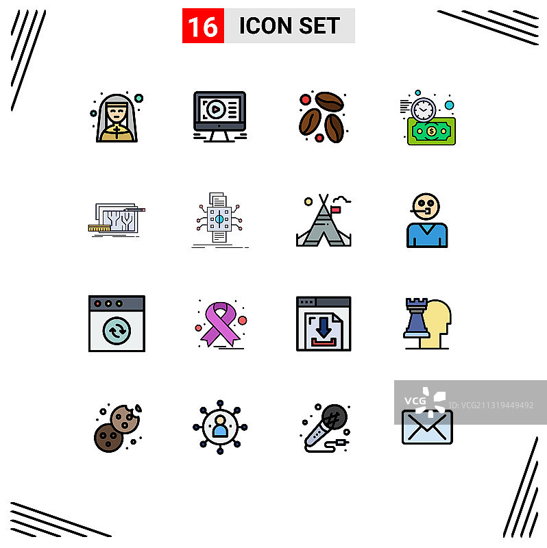 16个通用平色填充线标志符号图片素材