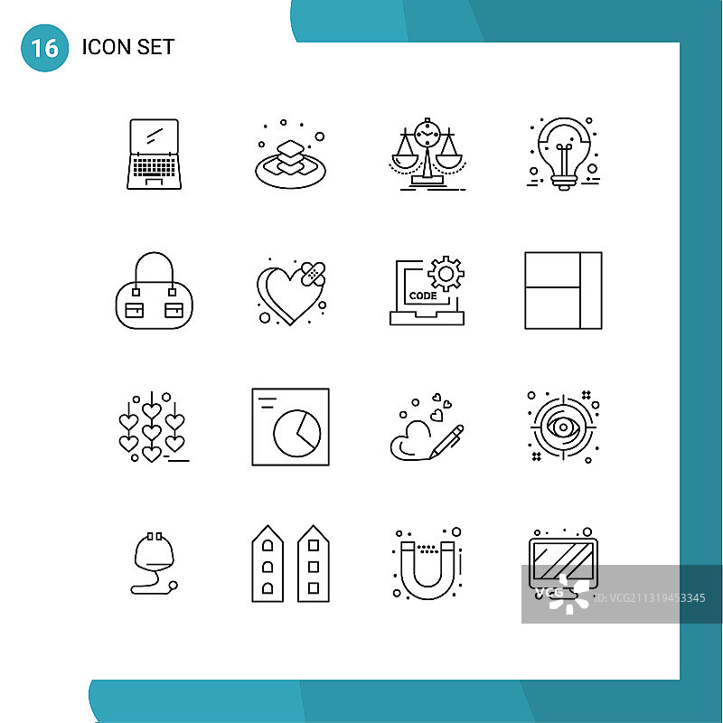 股票图标包16行符号和符号图片素材