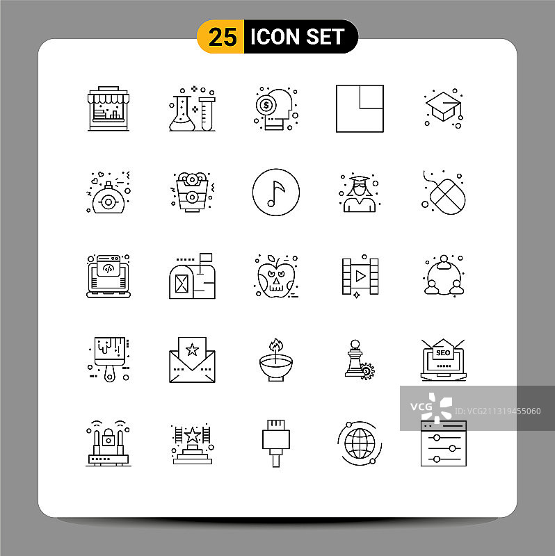 可编辑的行包25个简单的行图片素材