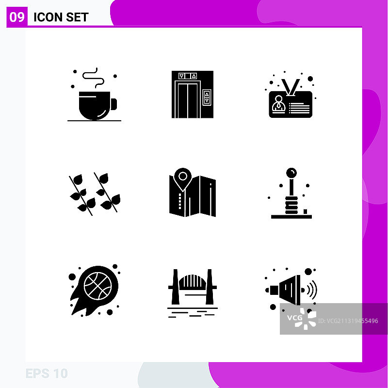 用户界面包9个基本立体字形图片素材