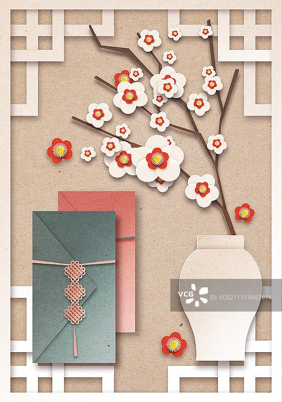 纸艺节日：礼物、鲜花、花梗、陶瓷、相框、窗户、韩国传统文化图片素材