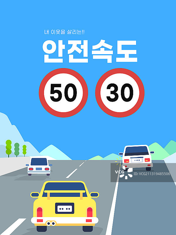 插画：安全、交通、交通规则、宣传活动、减速、限速标志、警告标志图片素材