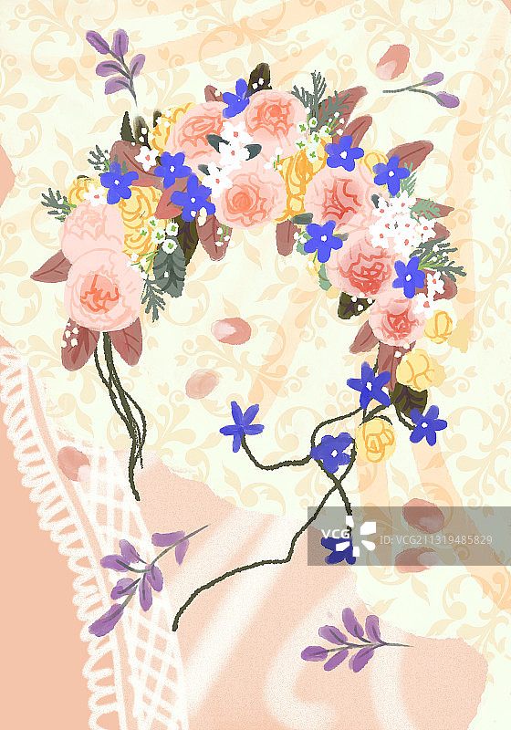 婚礼、结婚、年度活动、装饰品、花卉、户外、花圈、蕾丝图片素材