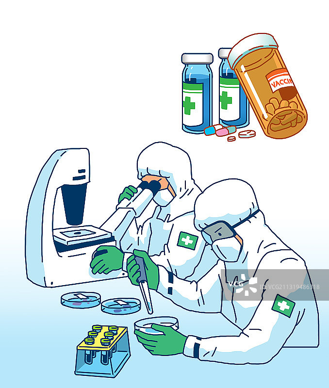 新冠疫情后病毒疫苗接种插画图片素材