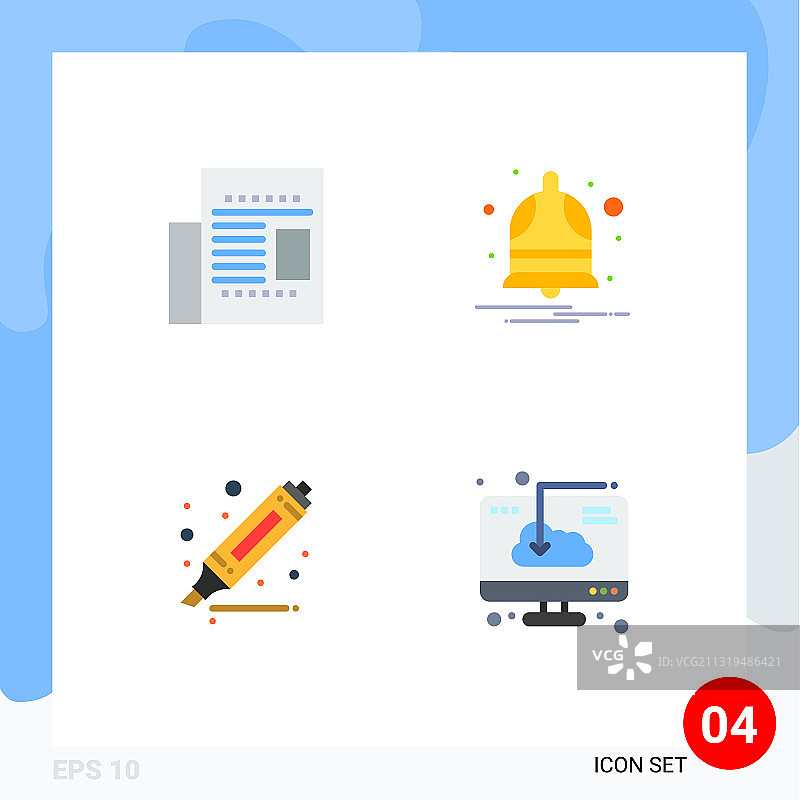 4组平面图标符号和符号图片素材