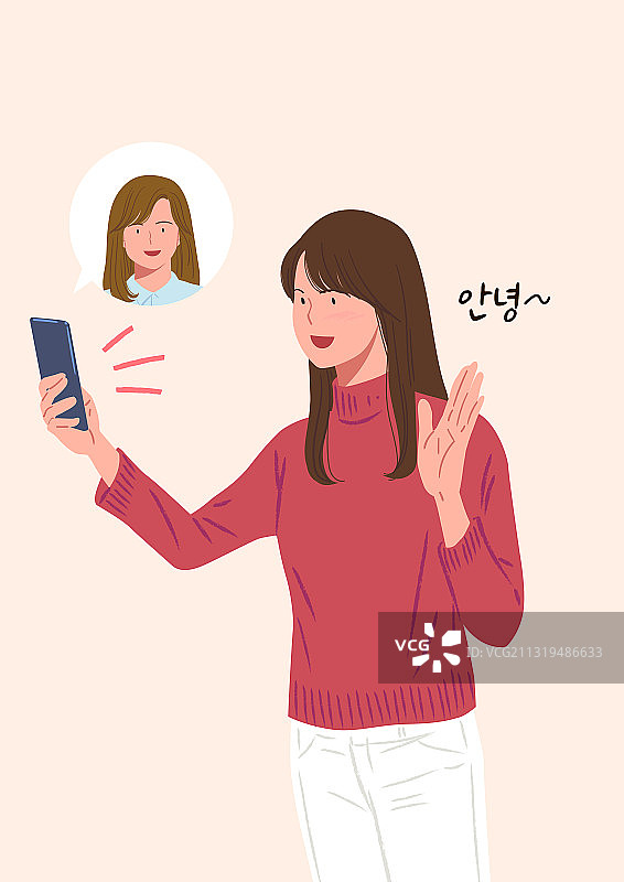 问候安慰人物SNS沟通视频通话智能手机图片素材