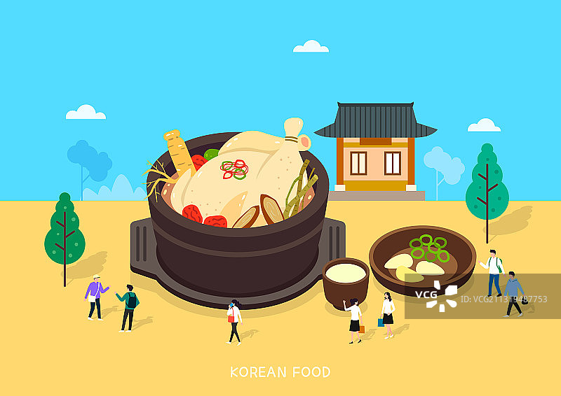 韩国料理、美食、微缩模型、传统美食、参鸡汤图片素材