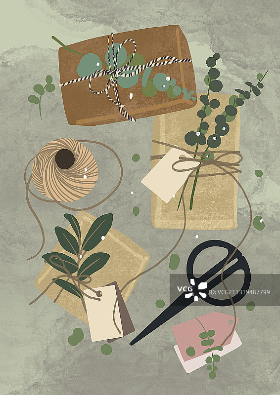 礼物、配饰、包装、装饰、丝带、爱好、叶子图片素材