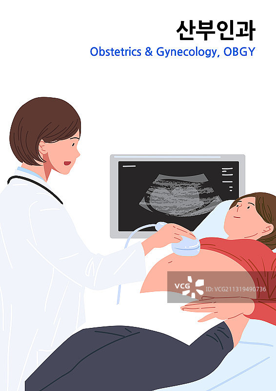 医疗行业：医生、医院、检查、病人、妇产科检查、超声波图片素材