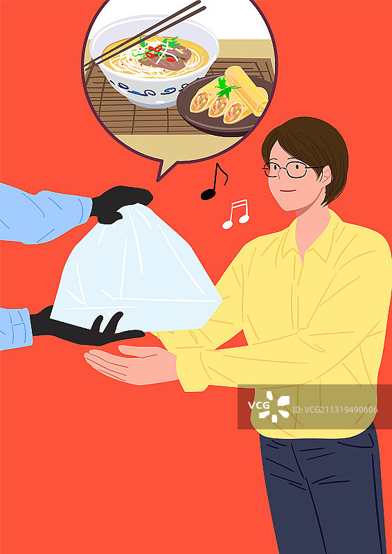 外卖员配送越南米粉图片素材