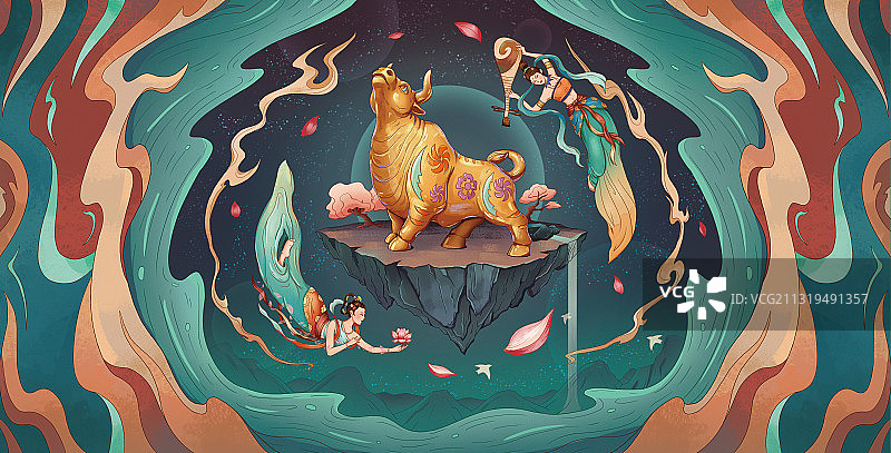 金牛献福2021牛气冲天图片素材