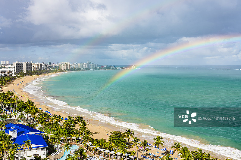 北大西洋，彩虹海滩，美国加勒比海波多黎各圣胡安图片素材