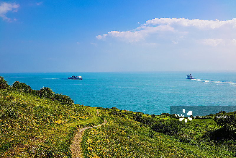从多佛白崖远眺英吉利海峡图片素材