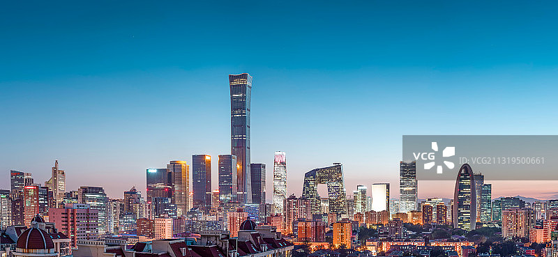 北京国贸CBD夜景图片素材