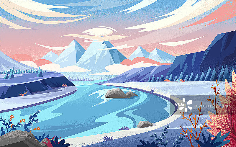 风景插画2-横图片素材