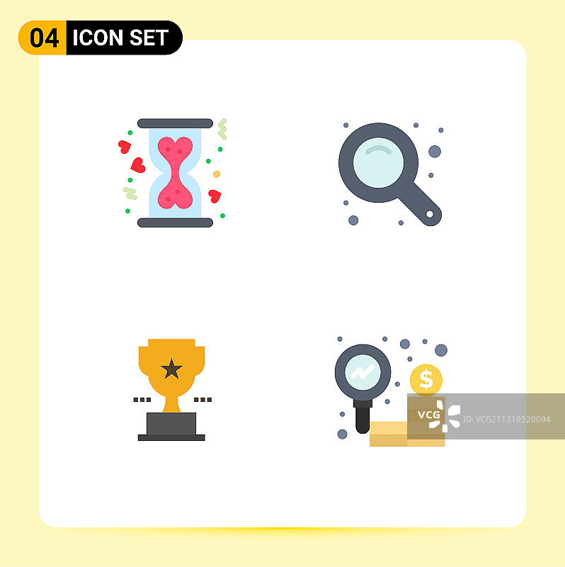 4组平面图标符号和符号图片素材