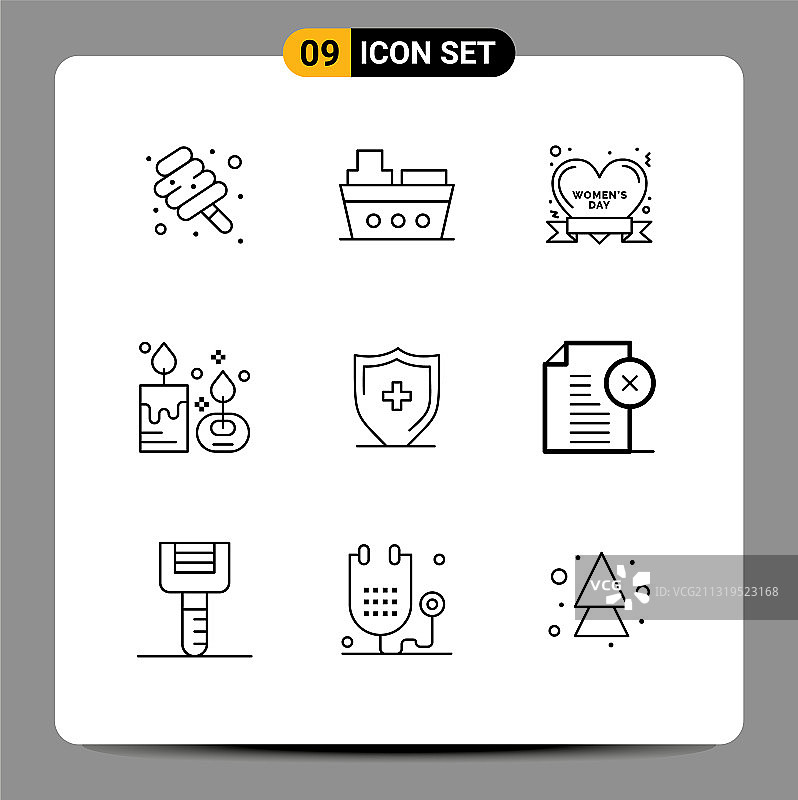 包9个现代轮廓标志和符号图片素材