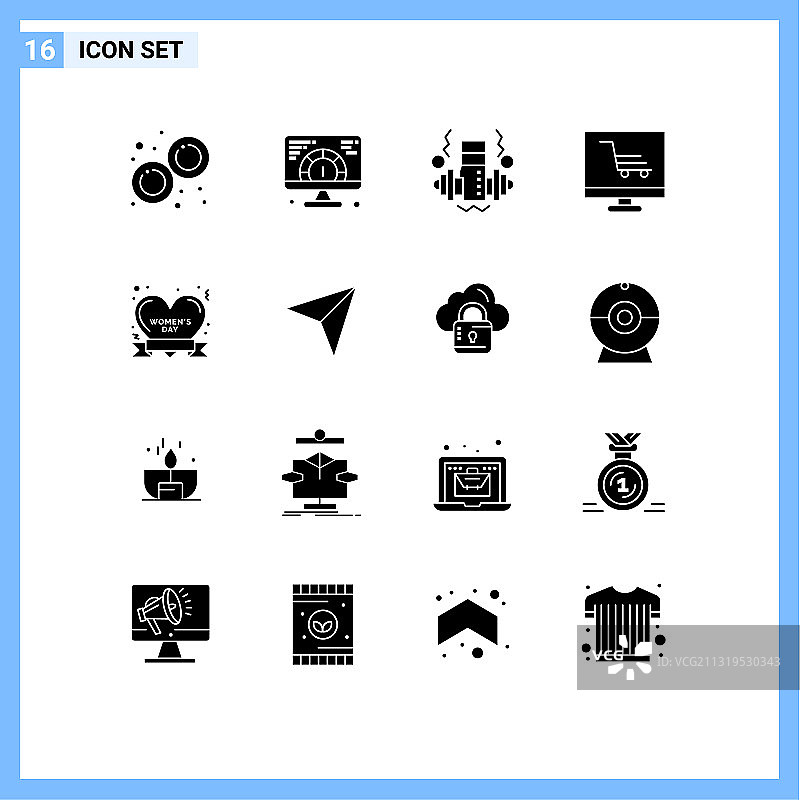 16个商业实体字形图标包：快乐图片素材