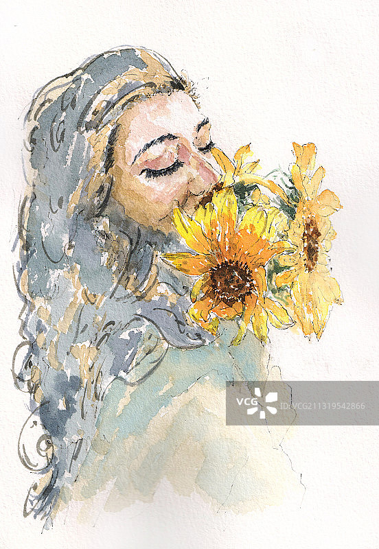 向日葵女孩图片素材