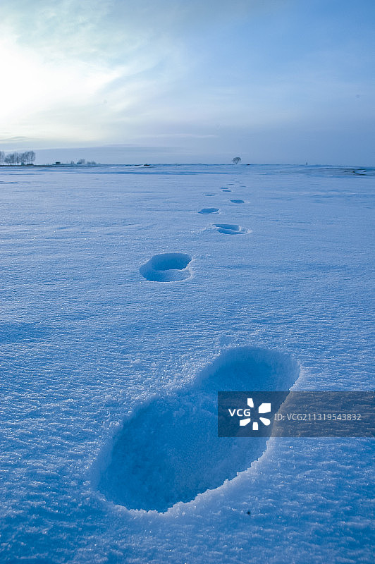 雪地脚印图片素材