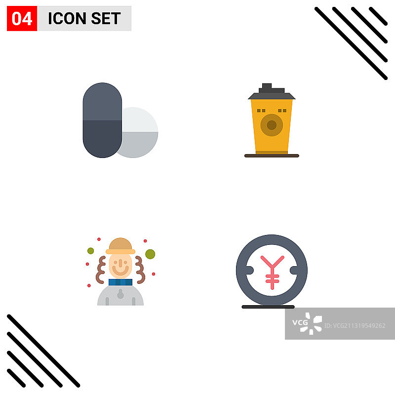 移动界面平面图标设置4个象形图图片素材