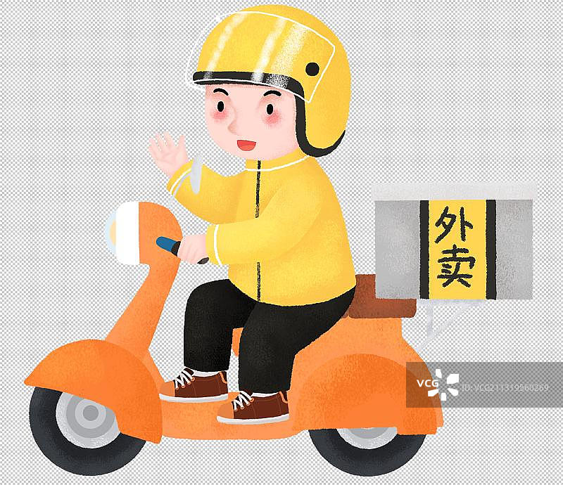 骑电动车的外卖小哥图片素材