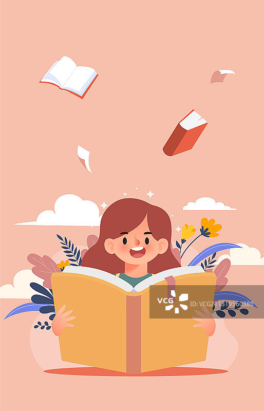 学生阅读日学习插画图片素材