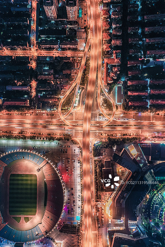 济南玉函立交桥夜景航拍图片素材