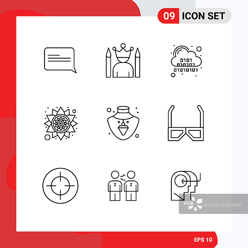 9个通用轮廓标志符号：珠宝图片素材