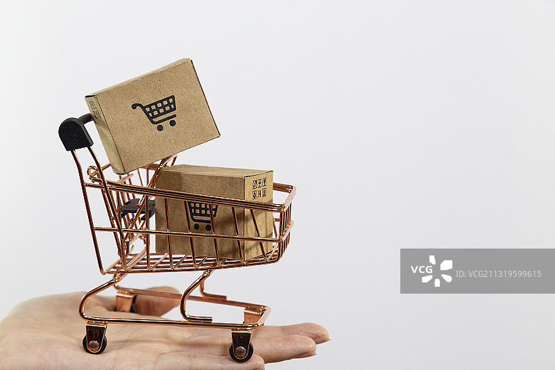 手托购物车购物买东西图片素材