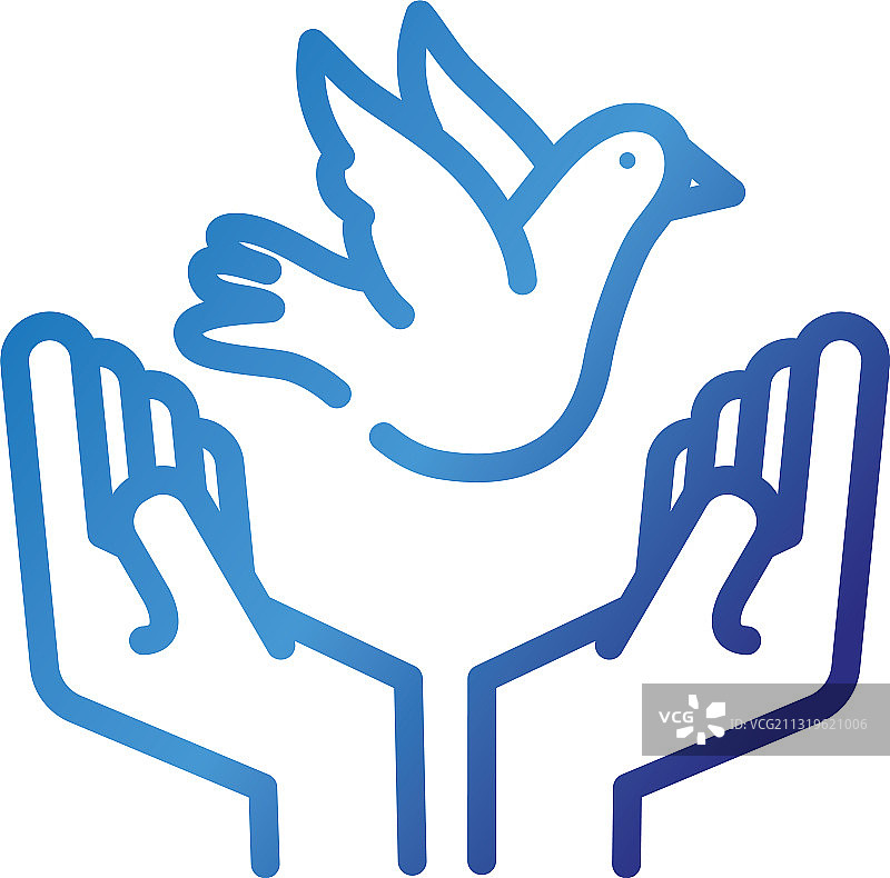 双手放飞渐变风格的和平鸽图片素材