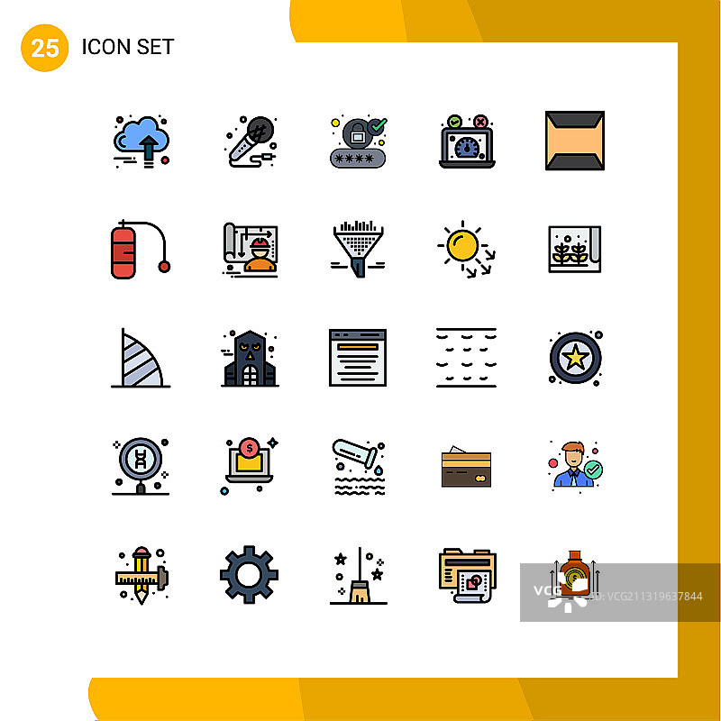 25主题填充线平面颜色和可编辑图片素材