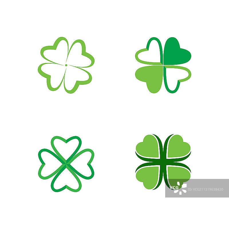 绿色三叶草叶子图标模板设计图片素材