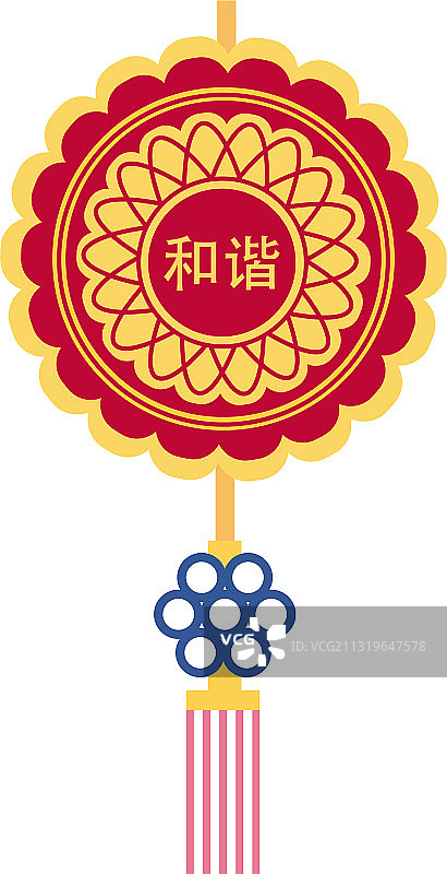 中秋节红色蕾丝装饰挂饰扁平风格图片素材