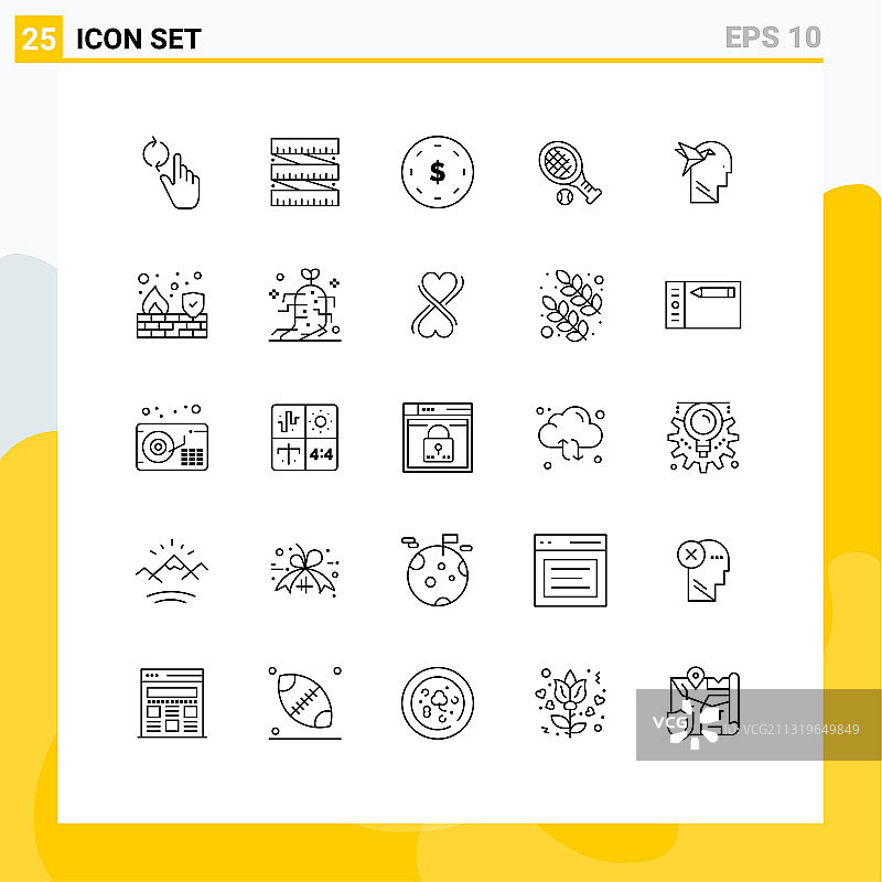 25个创意图标的现代符号和符号图片素材