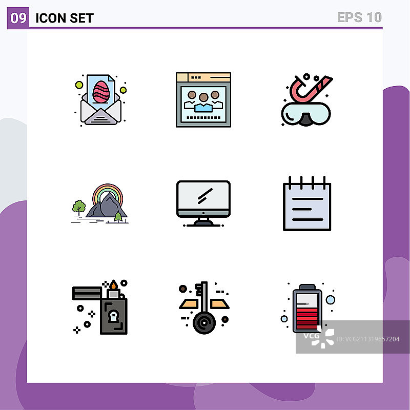 为卷筒纸设置9种通用填充线平面颜色图片素材