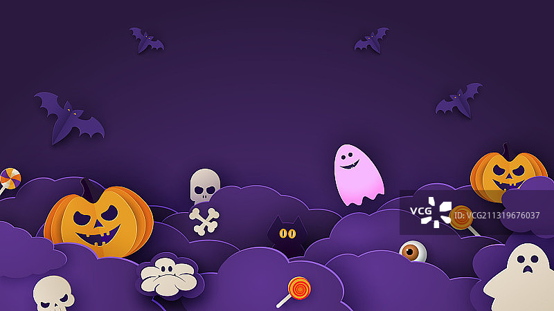 万圣节快乐banner或派对邀请函图片素材