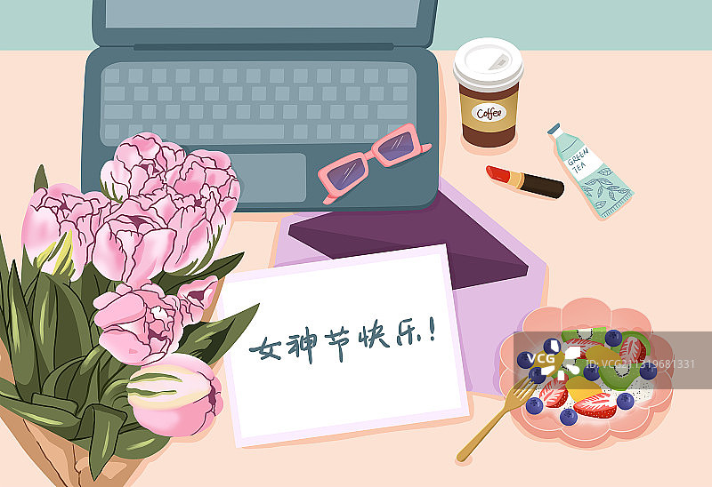 女神节贺卡-横板图片素材