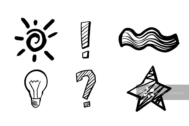 白色背景上的黑色涂鸦图片素材