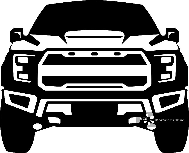越野卡车黑色轮廓正视图图片素材