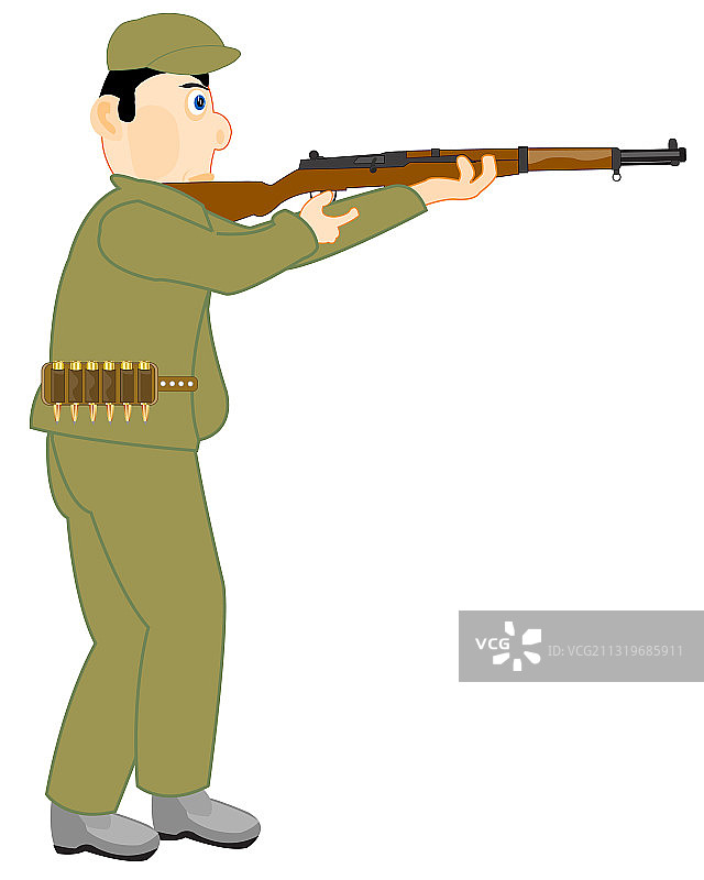 手持武器的男人白色背景上隔离图片素材