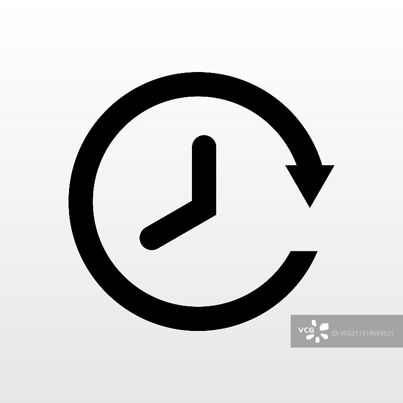 白色背景上的黑色时钟图标图片素材