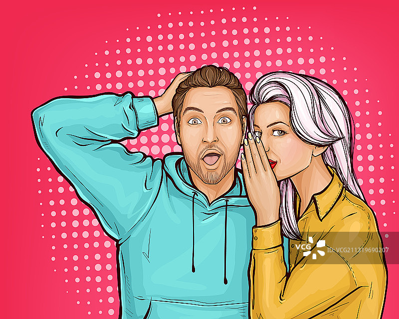 女孩和她的男人谈论促销活动图片素材