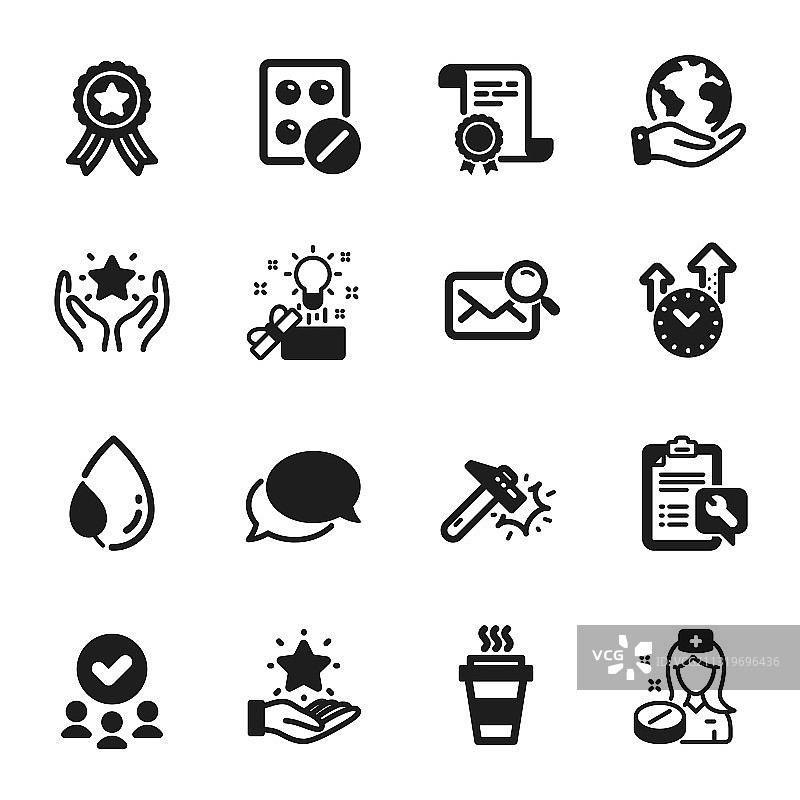 与锤击相关的商务图标集图片素材