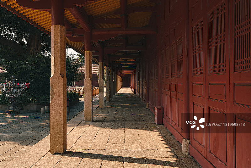 泉州府文庙历史建筑木质长廊图片素材