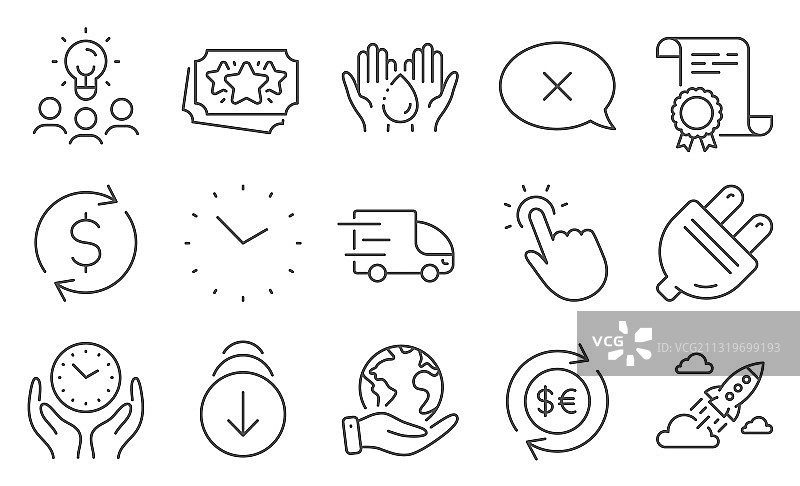 包含触点启动等元素的商务图标图片素材