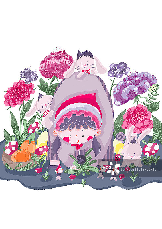 女孩5-给心灵花园拔拔草啊图片素材