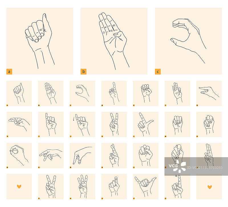 聋哑人手势图例合集图片素材